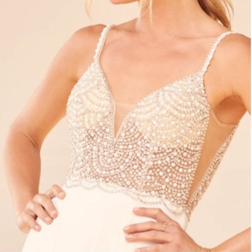 LuLus True Love Beaded Rhinestone Maxi Dress
